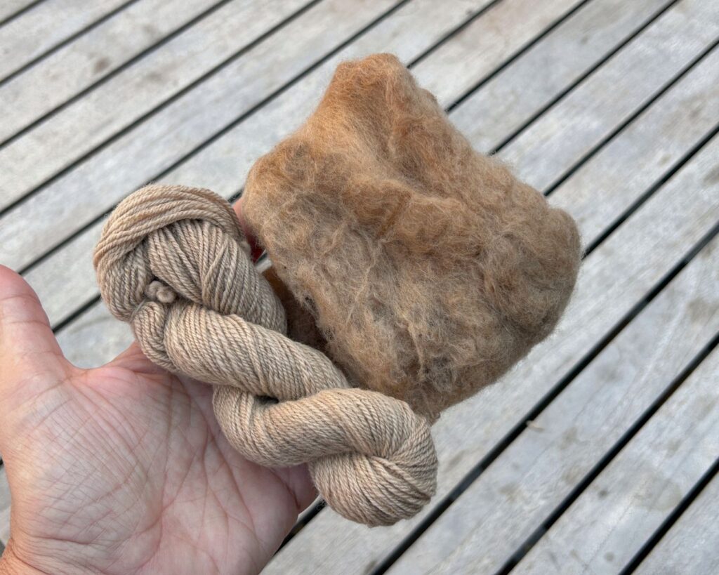 Fibras teñidas con almendra