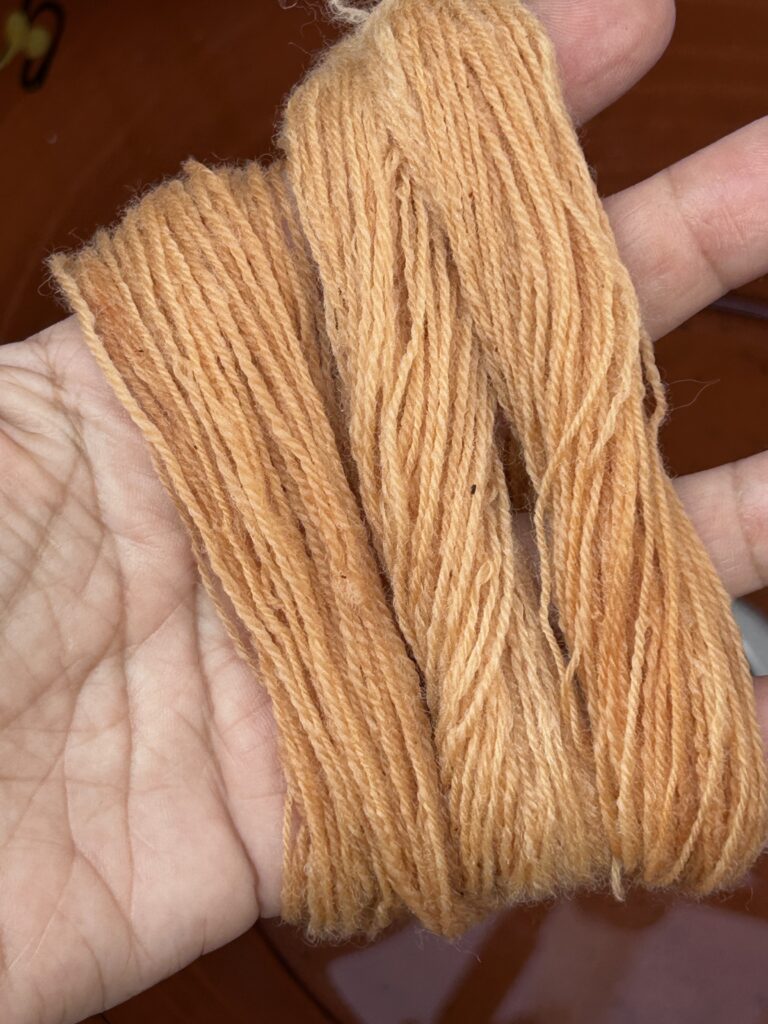 Madeja teñida con almendra y enjuagada